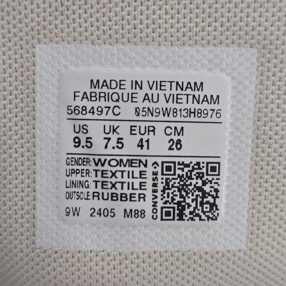 Converse CTAS Move HI Shoes Womens Size 9.5 Black Natural Ivory White 568497C - Picture 4 of 9